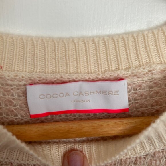 BNWOT Cocoa Cashmere London Sweater in Light Pink, Ivory and Striped Sleeves - Picture 2 of 9